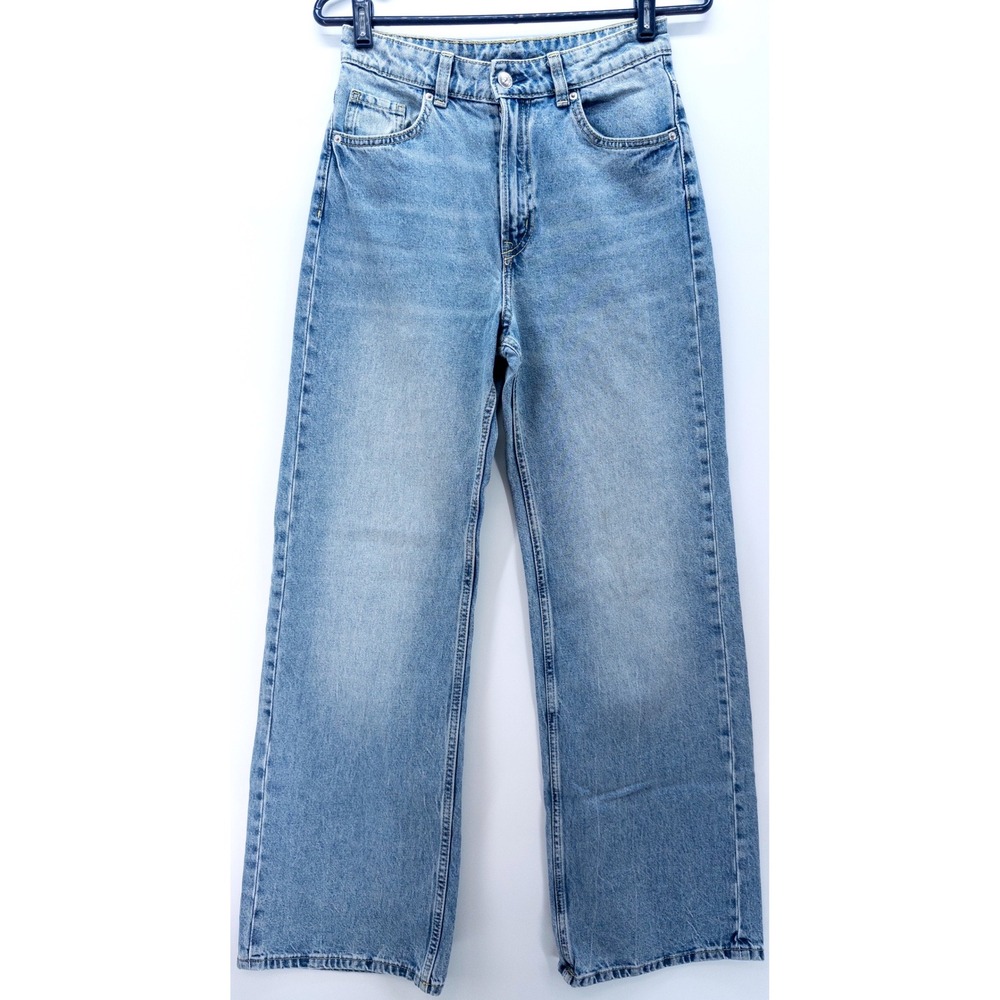Divided Womens Light Wash Wide Leg High Rise Blue Jeans Sz 2 Y2K Americana